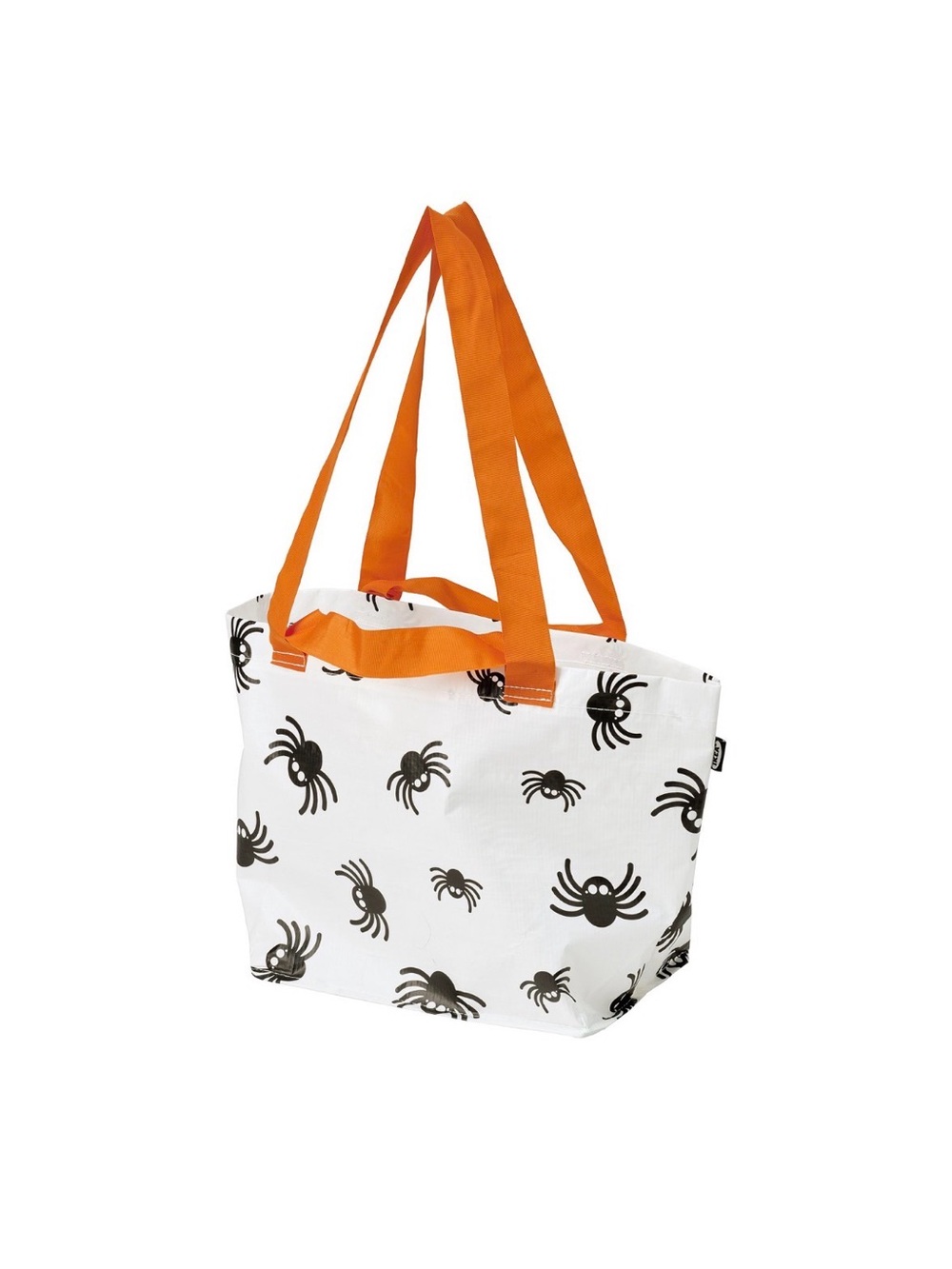 Orange-Handle Spider Print Tote Bag